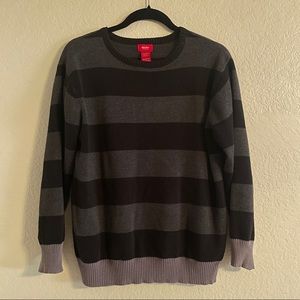Striped Men’s Sweater Black and Gray Mossimo Crewneck